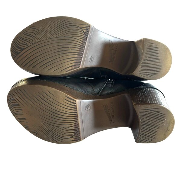 Dansko Dabney Black Nubuck Leather Platform Boots Booties Clogs Side Zip Size 39 - Picture 8 of 13